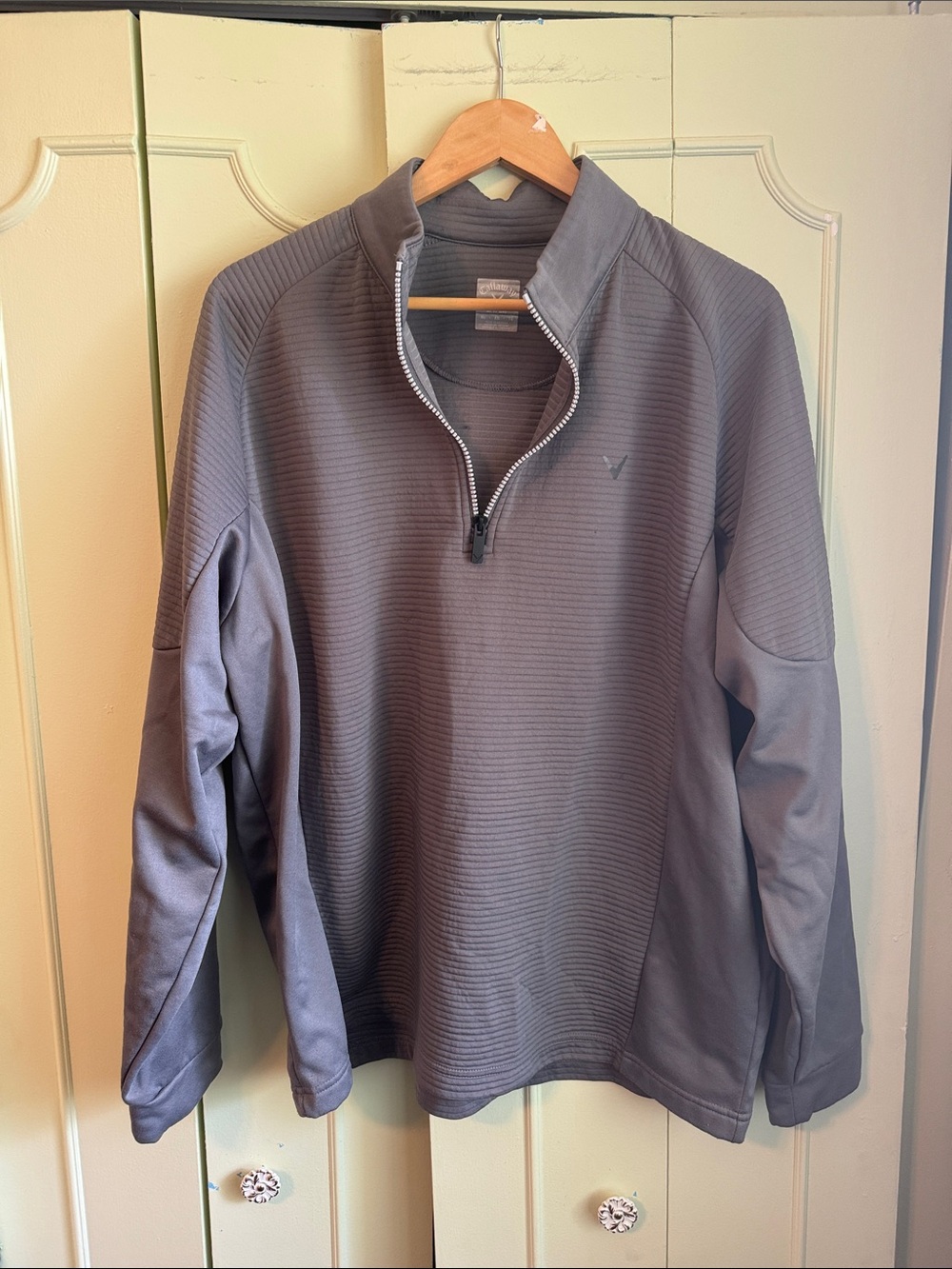 Callaway Charcoal Gray Ribbed Quarter-Zip Pullover